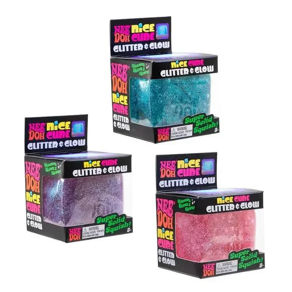 BUNDLE OF 3 - NeeDoh Nice Cube Glitter & Glow Squishy Toy Random Color - Picture 2 of 11